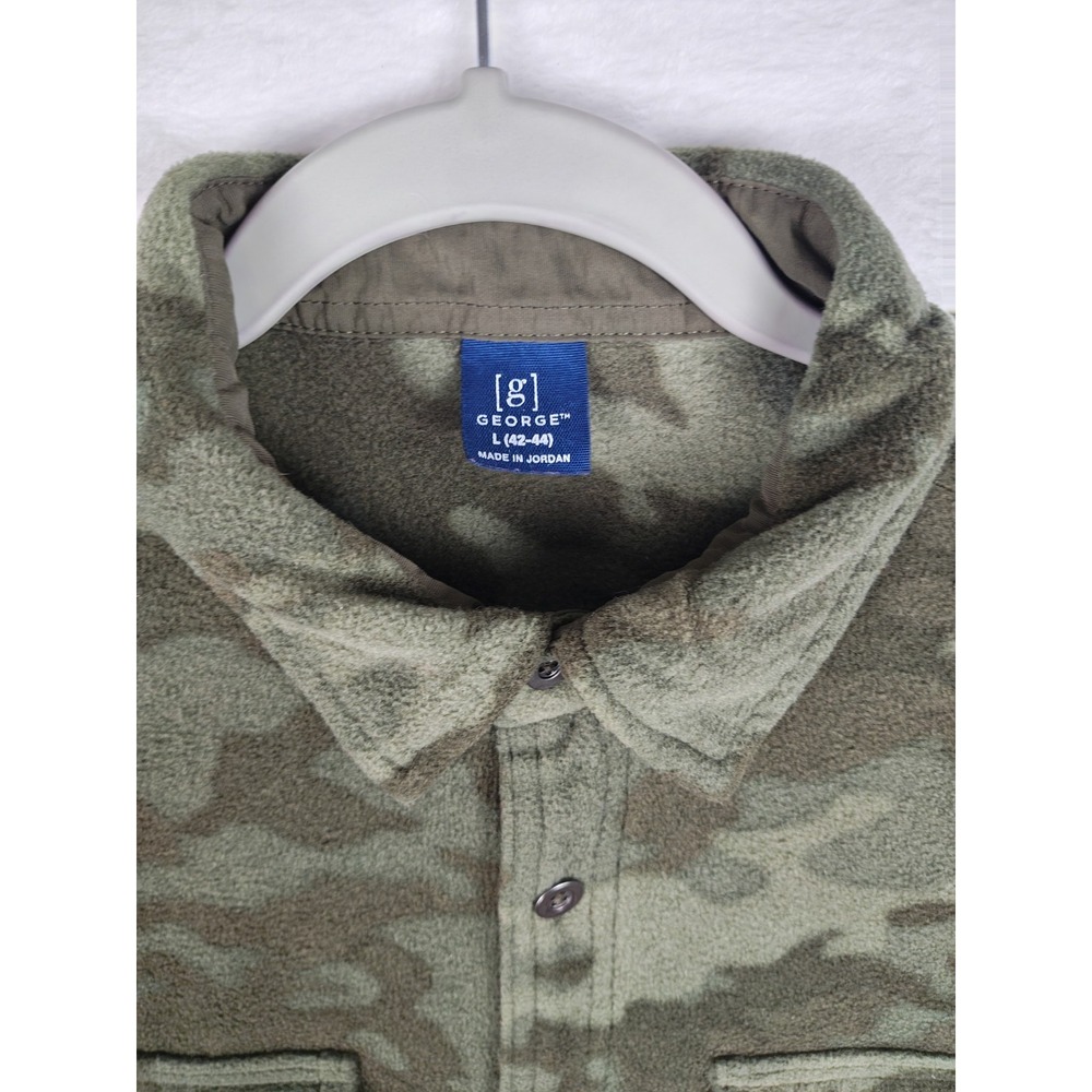 George Men's L 42-44 Camouflage Camo Button Up Shirt Long Sleeve 2 Pocket - Picture 4 of 9